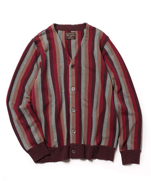 MR.OLIVE7G GARTER STITCHING KNIT / MULTI STRIPE CARDIGAN ミスターオリーブ/7G ガーターニット / マルチストライプ カーディガン
